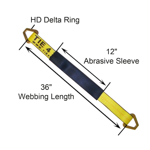 2 X 36 Axle Straps W/ Sleeve & D Rings WLL: 3, 333 Lbs. , PK8